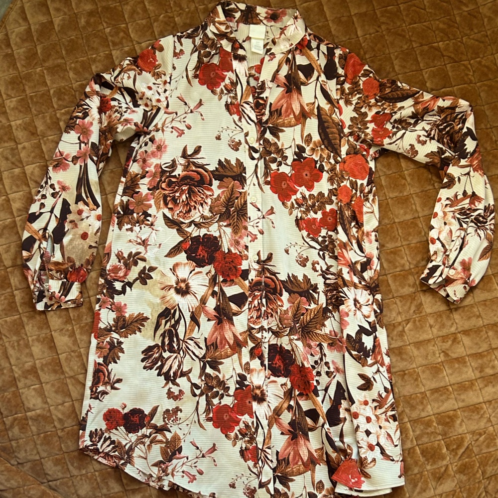 H And M long sleeve floral tunic dress women’s size 2